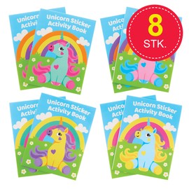 Baker Ross FX810 Unicorn Sticker Activity Books - 8 Pack Sticker Books Party Bag Fillers for Kids