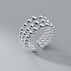 Aloluo Ball Bead Layered Stackable Ring for Women Silver Plated