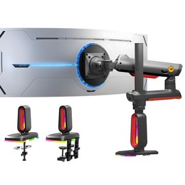 NB ERGONOMIC RGB Gaming Monitor-Arm for Flat/Ultrawide/Curved Monitors 32 to 60 inch, Heavy Duty Stand Load up to 20 kg, VESA 75/100 mm Monitor-Mount L70