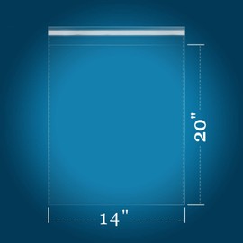 iMailer - 500 Pack - 14" x 20" Large Cellophane Bags - Clear Cello Resealable Plastic Poly Bags for Clothing, T-Shirts, Pants