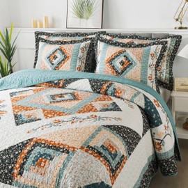 BEDIFANY King Size Quilt Sets, Lightweight Cotton Filling King Quilt Bedding Set (98 x 106 inch) Garden Style Floral Bedspread King Size Coverlet Set for Bed Decorations - All Seasons, 3 Pieces