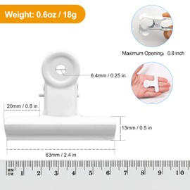 Coideal White Bulldog Paper Clips, 20 Pack 2 Inch Large Metal Binder Clips Round Hinge Clamps for Food Bags, Pictures Photos, Art Crafts, Office School (50 mm)