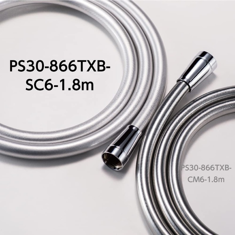SANEI PS30-866TXB-SC6-1.8 Metallic Shower Hose Silver Tone Length with Adapter