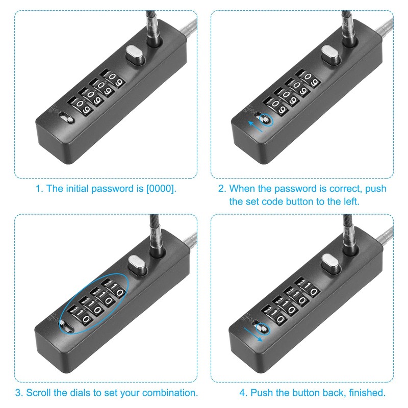 PATIKIL Cable Lock with Combination, 2 Pack 4 Digit Combination