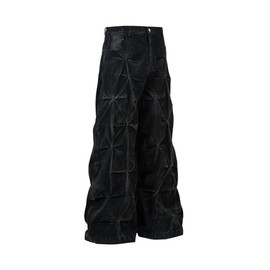 thesupermade Y2k Streetwear Jeans Grunge Pants Baggy Street Hip Hop Wide Leg Jeans Trousers (US, Alpha, Medium, Regular, Regular, Black)