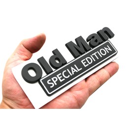 2pack Big Old Man Special Edition Emblems 3D Badge Decal Car Truck Replacement Compatible with Universal Vehicle, Truck, SUV, Decal Sticker Strong Adhesive 5.9 inch Long (White)