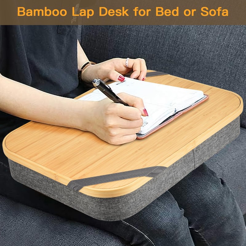 Mayjoy Bamboo Lap Desk with Storage, Cover Removable Lap Desk