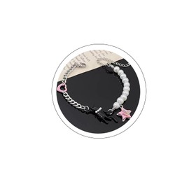 PLwelth Cat Bracelet for Women Dainty Pearl Bracelet Cute Cat Star Pearl Charm Pendant Bracelet Statement Adjustable Friendship Bracelets Trendy Good Luck Jewelry for Her Birthday Christmas Gifts