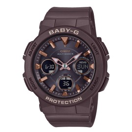 Casio BGA-2500 Series Beach Traveller Watch, Braun, Wristwatch with shock resistant, radio wave solar