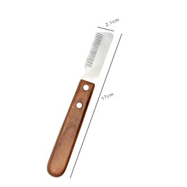 Pet Hair Removal Comb Pet Deshedding Tool Professional Dog Stripping Tool with Wooden Handle and Hanging Hole(Right Hand)