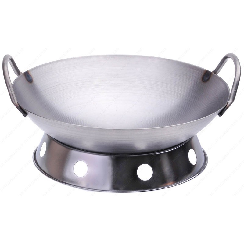14 Inches Carbon Steel Round Bottom Wok with Two Side
