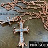 Arcade Men's Necklace, Crucifix Cross, Popular, Double Cross Charm, Zirconia,