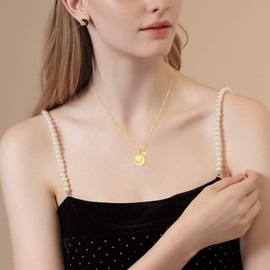 Zodiac Sign Necklace Made of Solid 925 Sterling Silver Gold Plated 15 mm Diameter Pendant Necklace Simple Minimalist Gift Jewellery for Women Girls, Adjustable Chain Length: 40 CM + 5 CM, Silver, Virgin