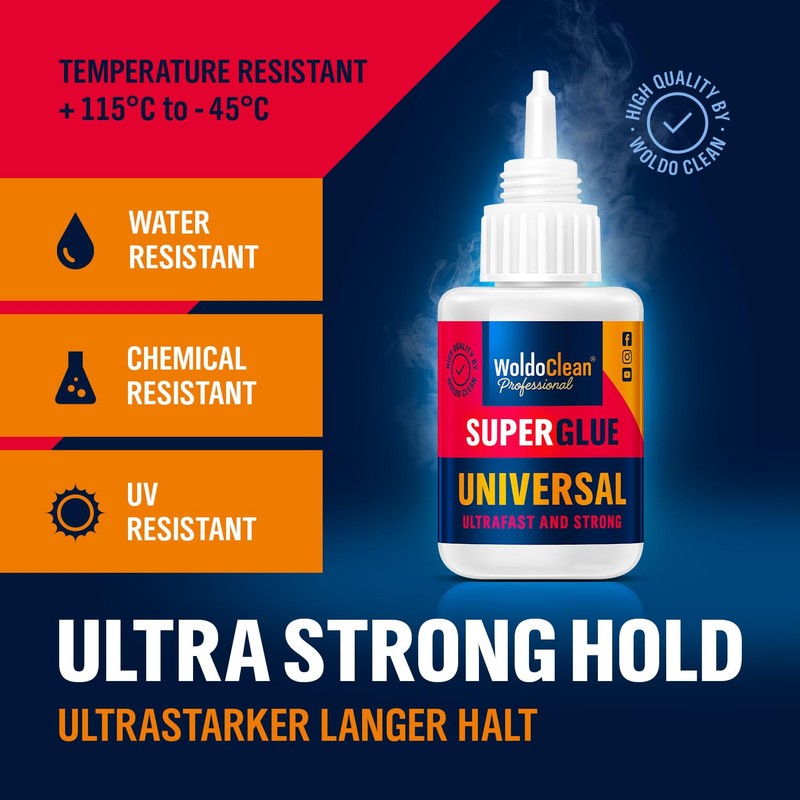 WoldoClean Sekundenkleber extra stark universal 25g - wasserfest, hitzebest?ndig &