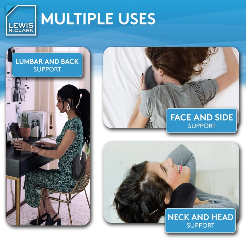 Lewis N. Clark Mood Neck Pillow, Charcoal, One Size