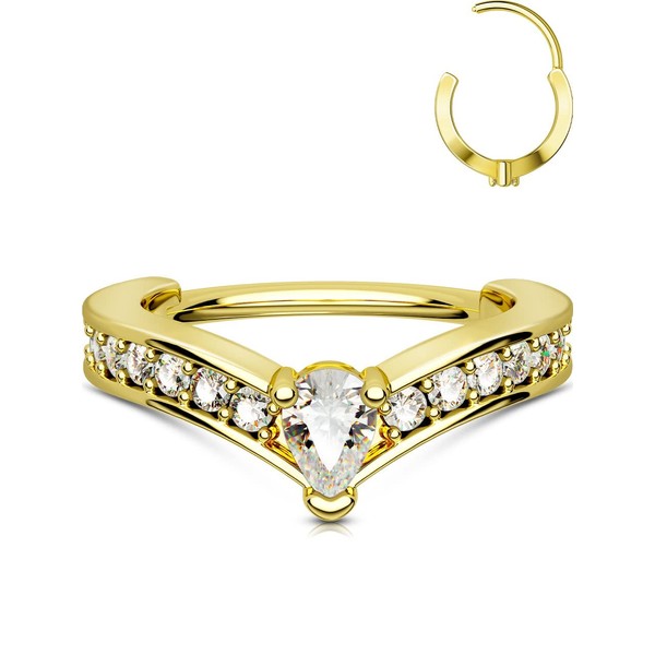 OUFER 16G Helix Piercings Gold V-Shaped Conch Piercing Ring Rook