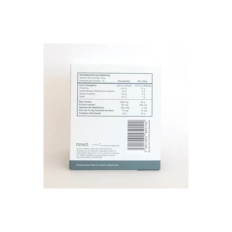 Reset Myo Inositol Collagen+ Sin Sabor En Sachets Caja C/15