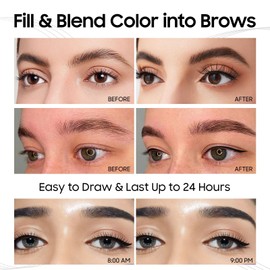 Eyebrow Pencils for Women 2-in-1 Dual-Ended, Microblading Eyebrow Pen 4-Fork-Tip & Precise Brush-Tip, Brow Pen Long-Lasting Waterproof & Smudge-Proof Natural Hair Like Brows (Black)