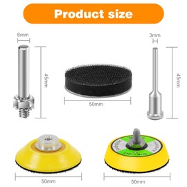 KONGMING 50 mm Sanding Disc Pads Velcro 4 Pieces 6 mm and 3 mm Shank Drill Attachment and Soft Foam Layer Buffering