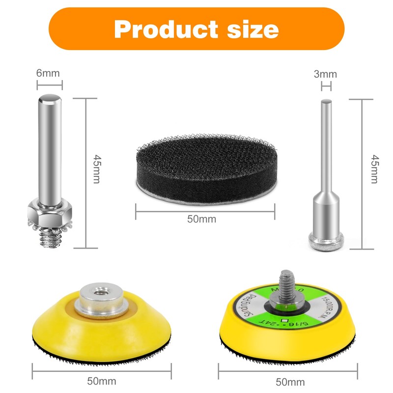 KONGMING 50 mm Sanding Disc Pads Velcro 4 Pieces 6