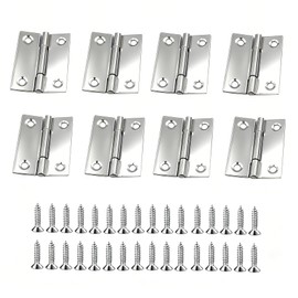 8 Pcs 2 Inch Small Door Hinges, 201 Stainless Steel Butt Hinges with Mounting Screws for Wooden Box Chest Box and Small DIY Crafts Projects