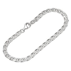 NKlaus Bracelet 925 Sterling Silver 19 cm Curb Chain Diamond-Coated Women's Bracelet Fine 12474, Sterling Silver