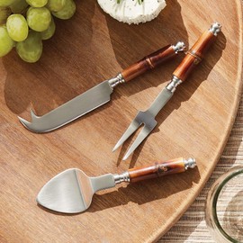 Napa Home & Garden BARCLAY BUTERA KEYSTONE CHEESE KNIVES Set of 4 Silver;Brown