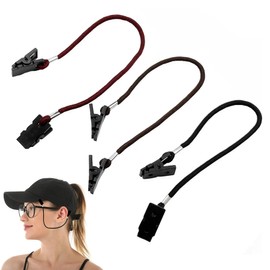 Hat Retainer Clip, 3Pcs Hat Windy Clips Adjustable Cap Retainer Clip for Boating Climbing Fishing Hunting Hiking Camping Running Black