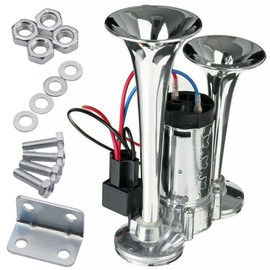 600DB Super Loud Dual Electric Air Horns Kit for Vehicles - With Compressor, Applicable for Passenger Car, SUV, Truck, Boat (Sliver)