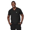 FIGS Leon Three-Pocket Scrub Top for Men - Black, 2XL