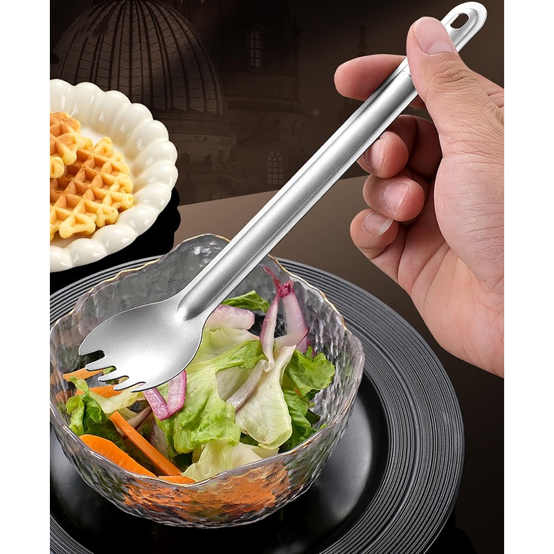 MAXCOOK Titanium Spork, 2 Pieces Titanium Spork with Long Handle,