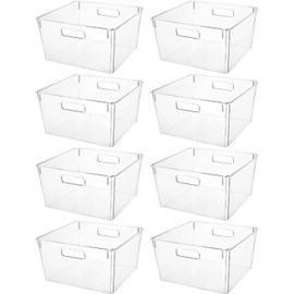 Clear Extra Large Plastic Storage Bins, Perfect for Pantry Organizers and Storage Containers Fridge Organizer Plastic Bins Kitchen Organizer Bin for Organizing Under Sink Refrigerator Organization