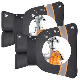 Outdoor Faucet Covers for Winter Freeze Protection, 5.7" W x 8.3" H, Anti-Freeze&Frost Free Garden Faucet Socks, Insulated Water-Proof Cover of Wall Taps Outside&Spigot Pipes, 2 Pack Reflective Black