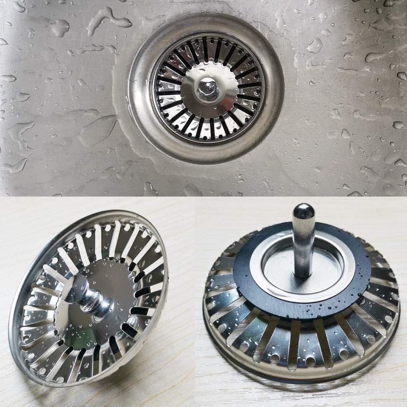 Walquicks 2 Pcs Sink Strainer Plug, Silver Stainless Steel 304