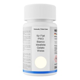 MG PRIME Autolack Lackstift Set für Fiat PW3 Bianco Idealista/Gelato Weiss Basislack Klarlack je 50ml