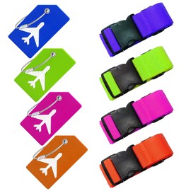 tallkeey Luggage Straps, 4 Pack Adjustable Suitcase Straps Belts Travel Packing Belt with Quick Release Buckle, Adjustable Black Travel Luggage Straps for Suitcase Baggage