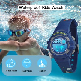 Facasu Children's Digital Watch for Girls and Boys, Waterproof Children's Watch, Colourful Light, Outdoor Sports Watch Children, Easy to Read Setting the Time with Stopwatch Alarm for Children, Dark