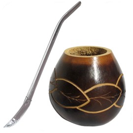 Carved Mate and Bombilla Kit: Ring of Leaves