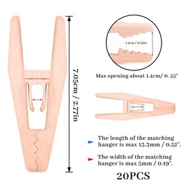 Andiker 20PCS Pink Velvet Hanger Clips, Non-Slip Strong Finger Flocked Clips for Thin Velvet Hangers Suit Pants Trousers Skirt