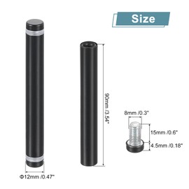 QUARKZMAN Pack of 12 Stainless Steel Wall Spacers, 12 x 100 mm Standoff Bolts, Spacer Screws for Acrylic Glass, Sign Holder, Advertising Boards, Black