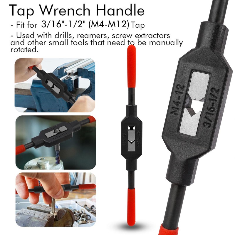 Bestgle Adjustable Tap Wrench Handle for 3/16"-1/2" / Metric M4-M12