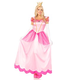 Leg Avenue Women's 2 Pc Classic Pink Princess Costume with Satin Gown, Crown Headband, Large