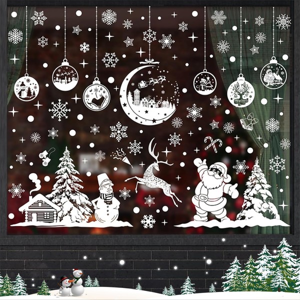 hllonn 260 PCS Christmas Window Clings Stickers, Christmas Window Decorations