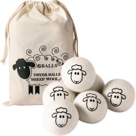 Wool Dryer Balls (6-Pack) – 100% Organic New Zealand Wool, Natural Fabric Softener, Reusable, Reduces Wrinkles & Drying Time, Eco-Friendly, Lint-Free, Chemical-Free Alternative to Dryer Sheets