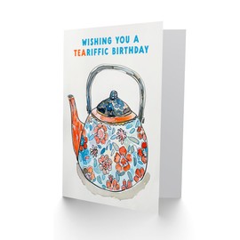 Artery8 Wishing Terrific Day Tea Pun Floral Teapot For Her Woman Birthday Card