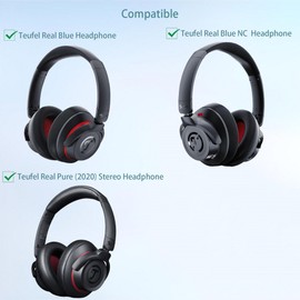 Teufel Real Blue Ohrpolster Ersatz Kompatibel mit Teufel Real Blue, Teufel Real Blue NC, Teufel Real Pure (2020) Stereo Kopfhörer Ohrpolstern Kissen (Proteinleder/Memory-Schaum)