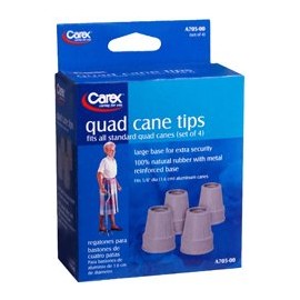 Carex Quad Cane Tips, Grey 5/8" - Set of 4, Pack of 4
