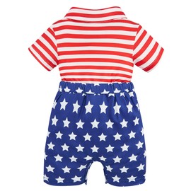 BFUSTYLE Baby Boy Romper Newborn Cotton Blue Star White Red Striped Romper 3-6 Month Infant Hawaiian Shirt Independence Day