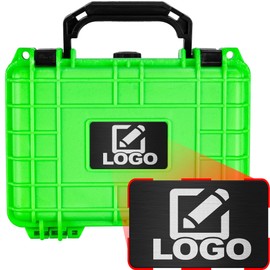 Eylar Protective Gear and Camera Hard Case with Custom Logo Engraved Plate, Water & Shock Proof w/Foam TSA Approved 8.12 inch 6.56 inch 3.56 inch (Neon Green)