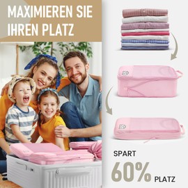 8-Piece Compression Packing Cubes, Suitcase Organiser, Compression Packing Cube, Packing Bags for Backpack, Backpack, Travel Organiser, Pink